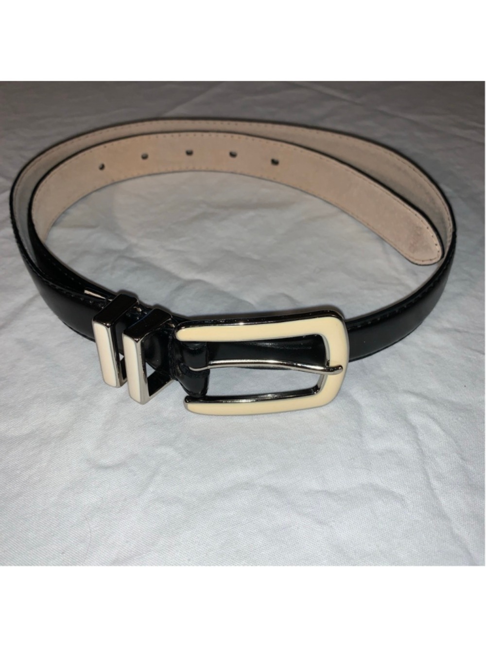 Women's Unbranded Black cream Genuine Leather Belt Medium